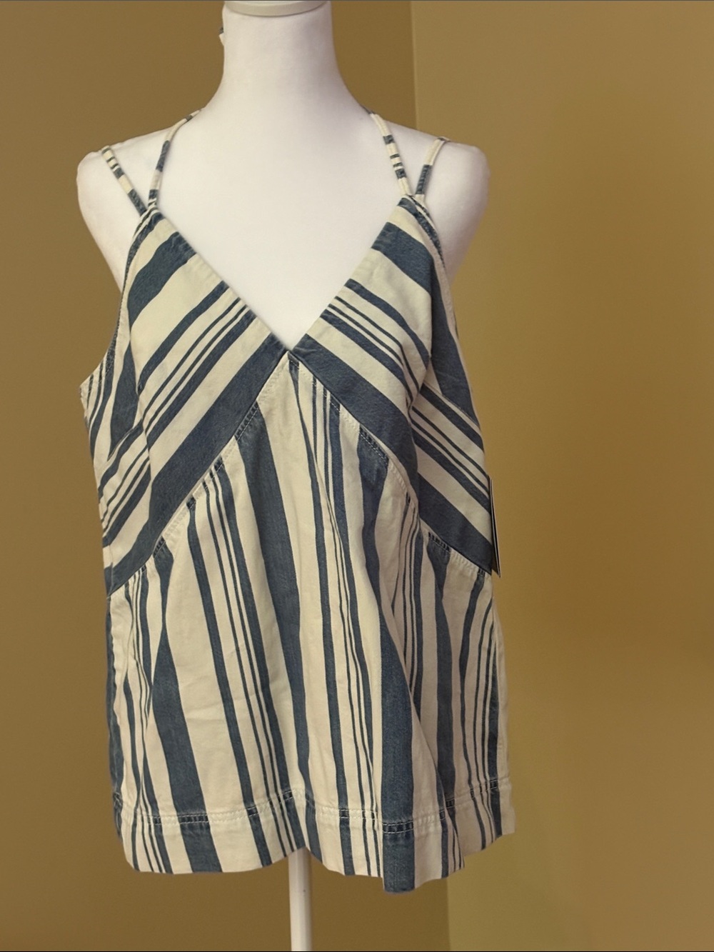 Universal Thread denim Blue and Cream Striped Spaghetti Strap cami tank top